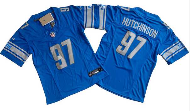 Womens Detroit Lions #97 Aidan Hutchinson Blue 2023 F.U.S.E. Vapor Limited Football Stitched Jersey(Run Smaller)